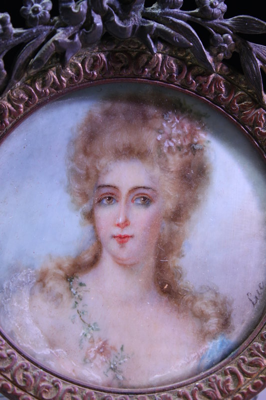 19c French Miniature Portrait Painting.