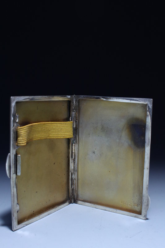 English Silver-Enameled Cigarette case, Earl 2oth C.