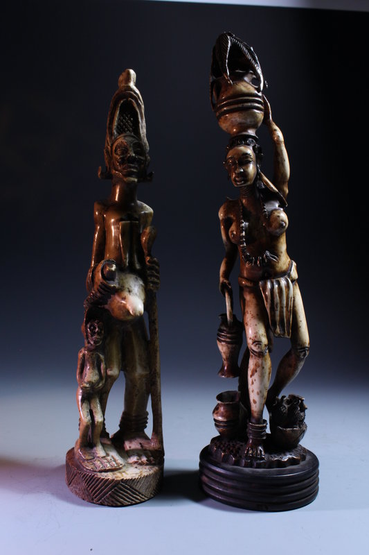 Pair of Antique African Carved Figures, 19th, c.