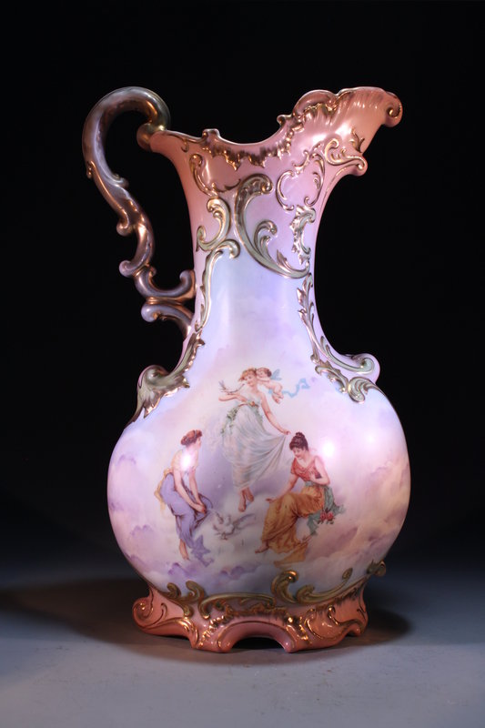 FINE HAND PAINTED CARLSBAD AUSTRIAN PORCELAIN EWER