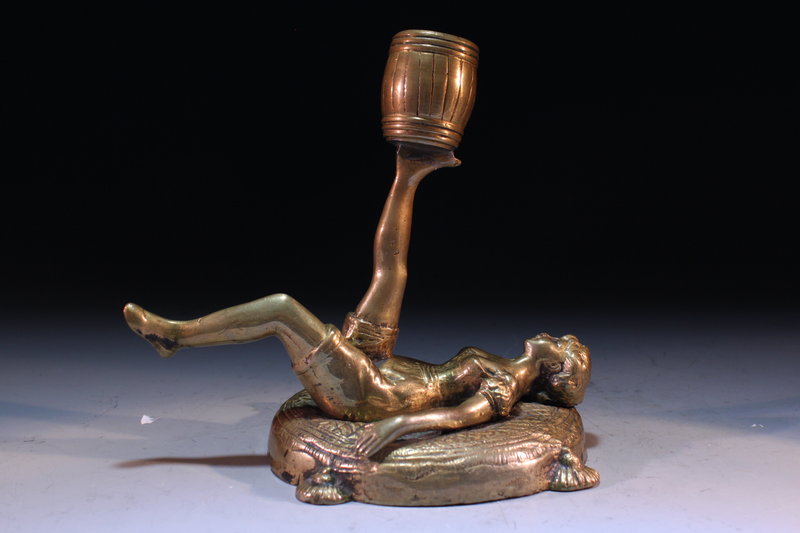 Wonderful Bronze Candle Holder, Earl 20th c.