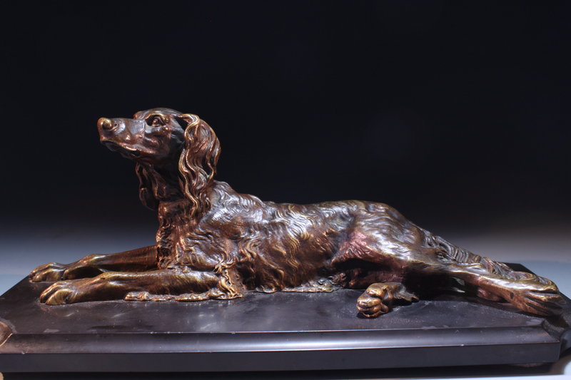 Fabulous Antique Bronze Dog Sculpture, Earl 20th c.