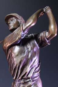 INCREDIBLE LARGE BRONZE FIGURE OF A GOLFER, Earl 20TH c