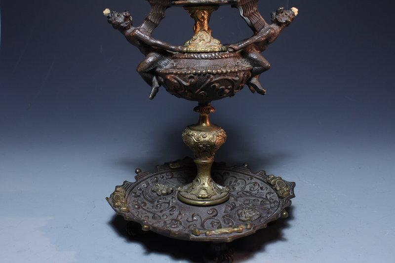 Continental Patinated-Bronze Novelty Lamp,