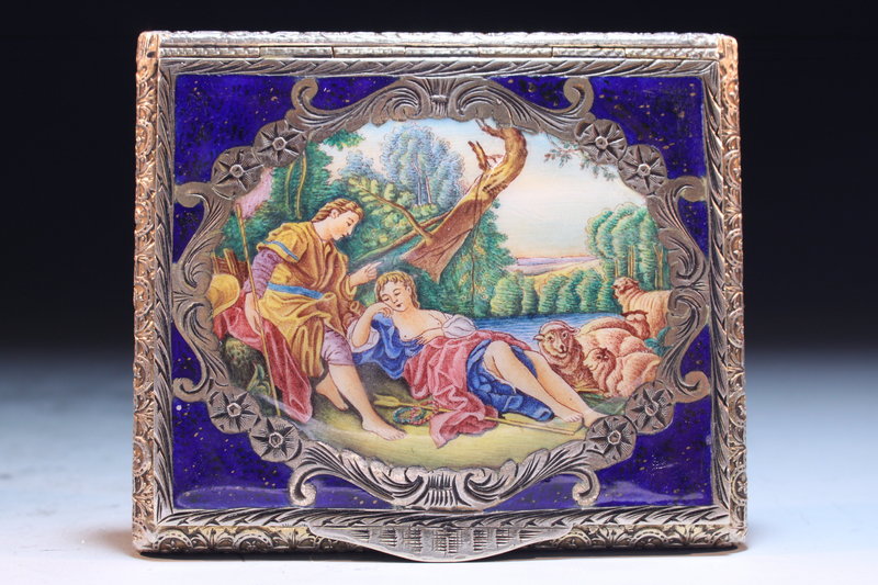19th C.  Silver-Enameled Compact,