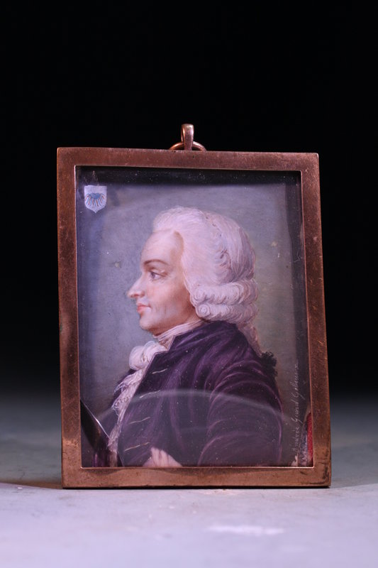 18th c. Miniature Portrait of a Man in Profile