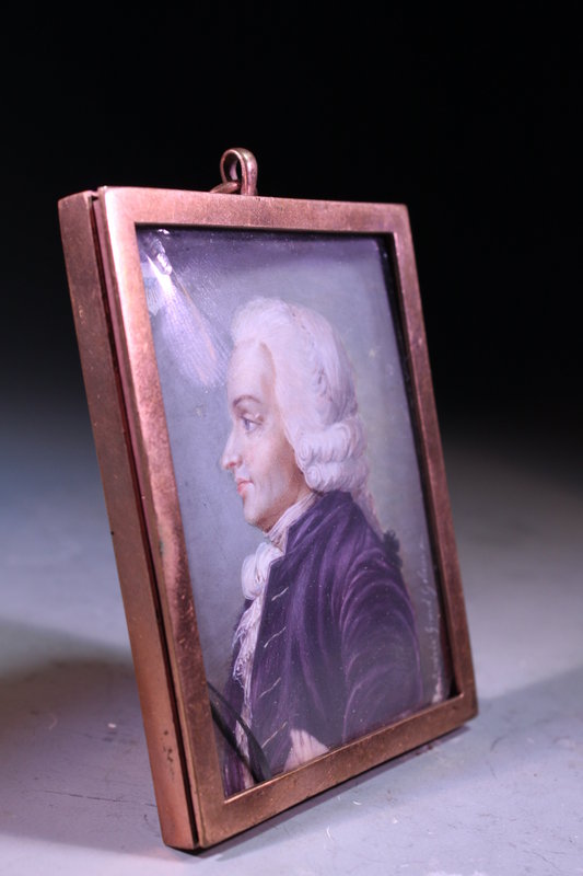 18th c. Miniature Portrait of a Man in Profile