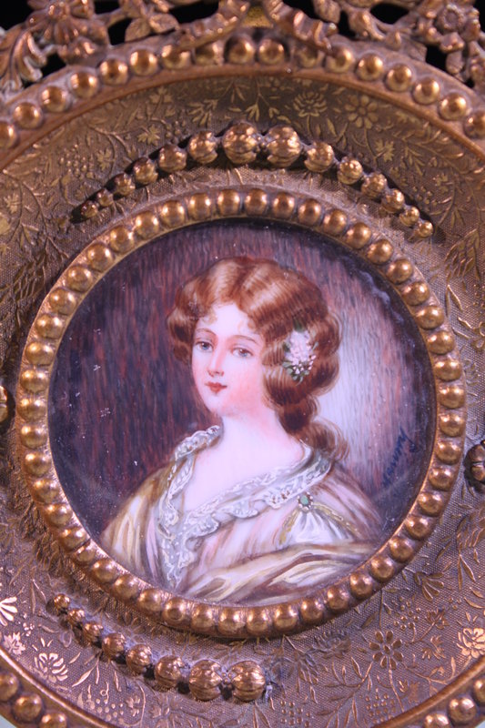 French Portrait Miniature of a Young Lady,