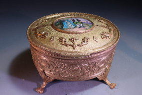 French Gilt Metal Jewelry Cask,