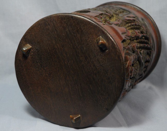 Very Well Carved Bamboo Brush Holder, Early 20th C.