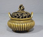 Chinese Tripod Bronze Censer with Cover,