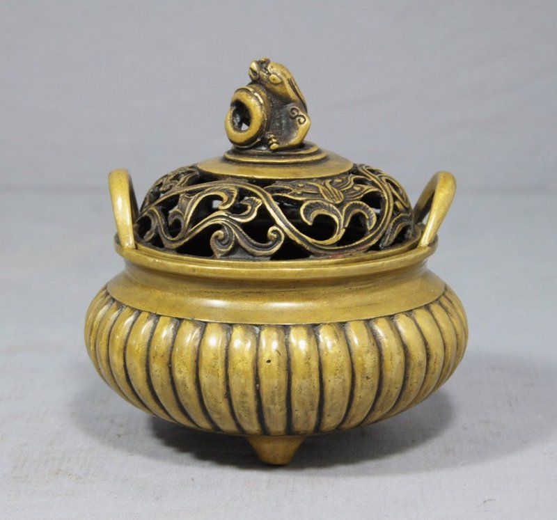 Chinese Tripod Bronze Censer with Cover,