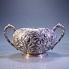 FINE ANTIQUE CHINESE EXPORT SILVER SUGAR DISH