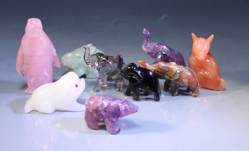 Chinese Carved Hardstone Animal Figures: