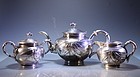 Chinese Three-Pieces Silver Tea Set,