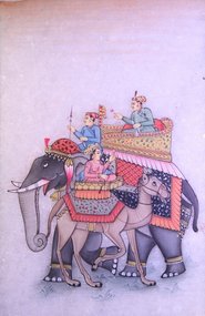 Unusual Indian Miniature Gilt Painting on Marble Panel,