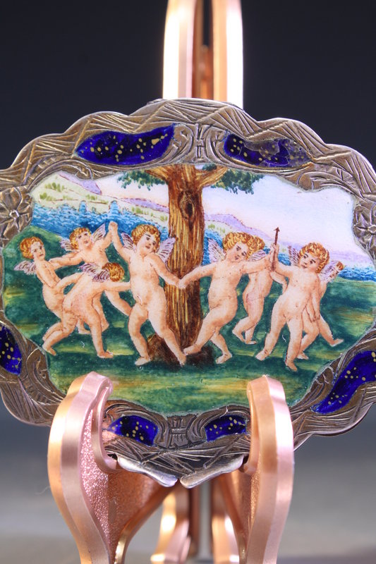 19th C. Silver-Enameled Compact,