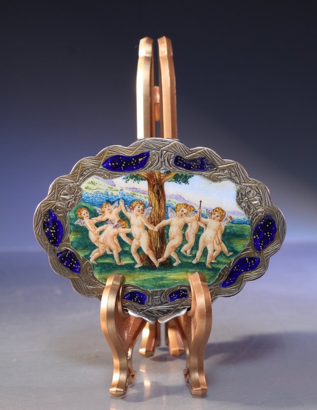 19th C. Silver-Enameled Compact,