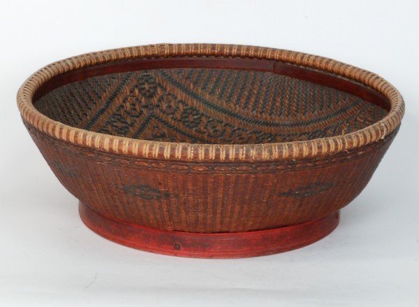 Antique Chinese Bamboo Sewing Basket,