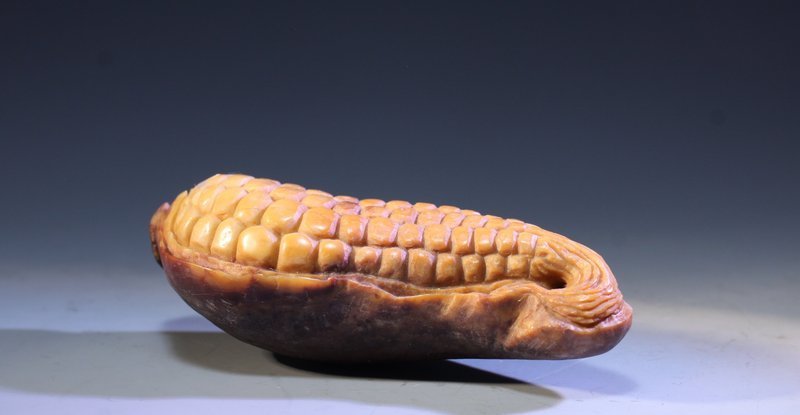 Finely Carved Shousan Stone: Corn,