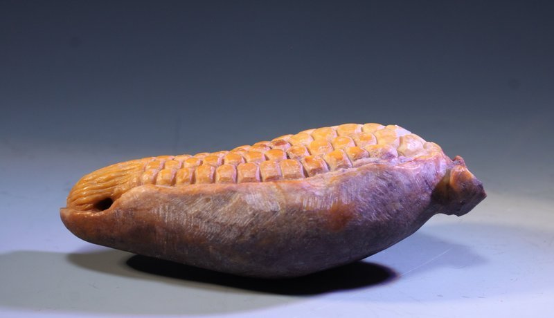 Finely Carved Shousan Stone: Corn,