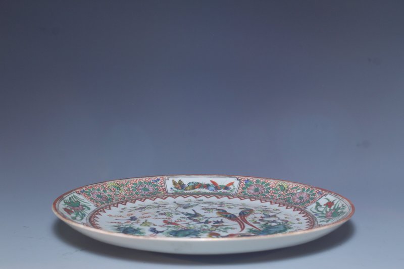 Rare Qing Chinese Rose Medallion Porcelain Plate,