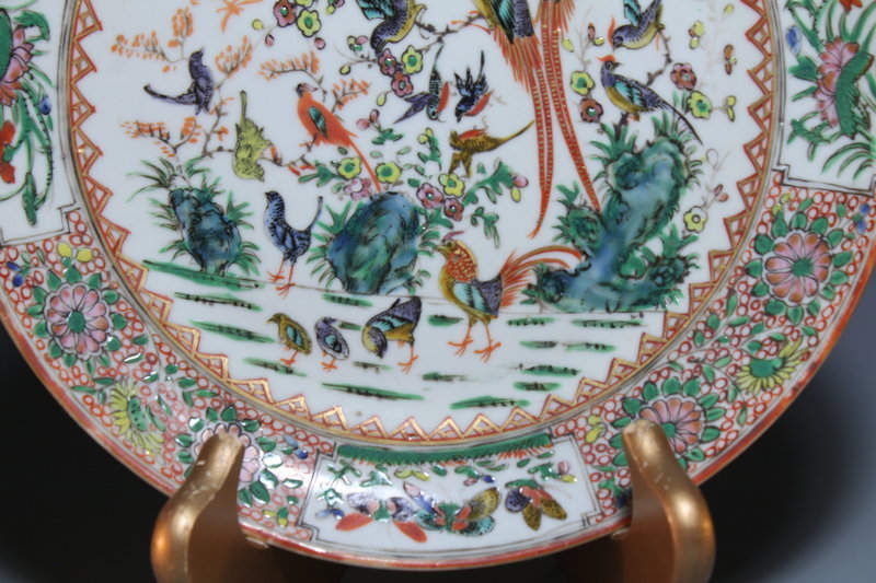 Rare Qing Chinese Rose Medallion Porcelain Plate,