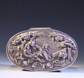 Continental Silver Tobacco Box, 18th century-style,