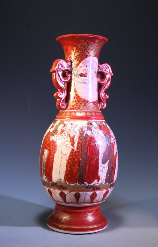 Pair of Japanese Baluster Porcelain Vases,