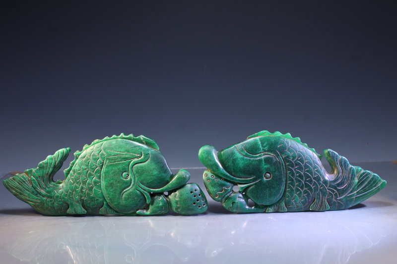 Pair of Large Chinese Jade Decorative Carvings,
