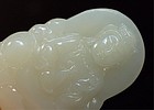 Fine Chinese Carved White Jade Pendant,