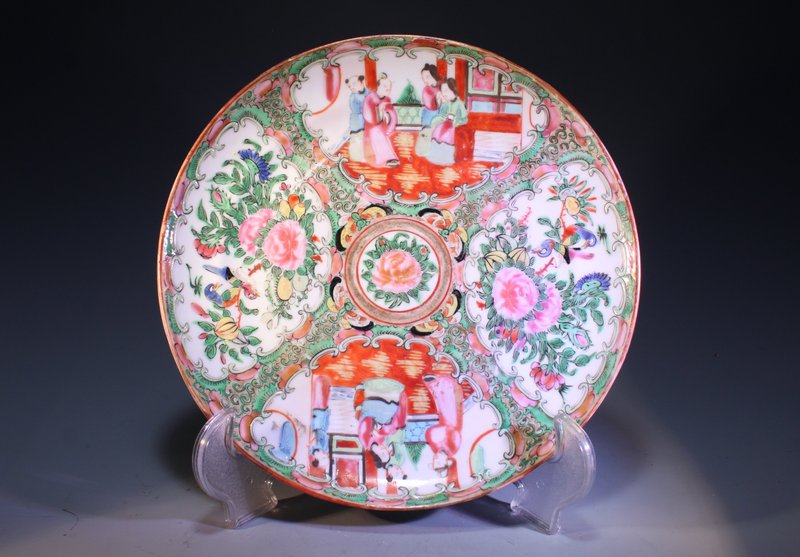 19th C. Chinese Rose Medallion Porcelain Plate,