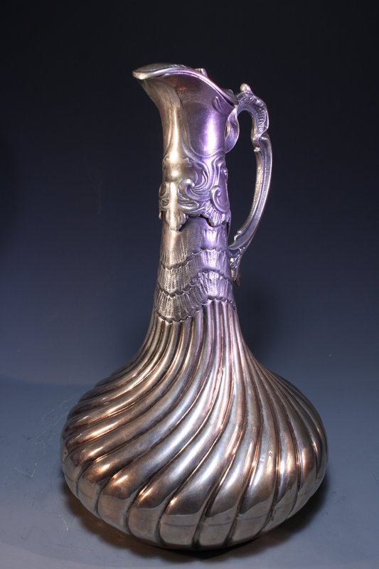 Large 19th C. European Silver Ewer,