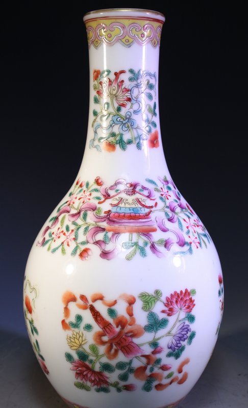Pair of Chinese Enameled Porcelain Vases,