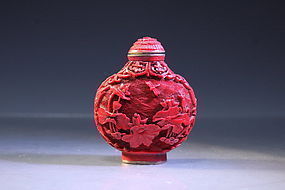 Chinese Carved Cinnabar Lacquered Snuff Bottle,