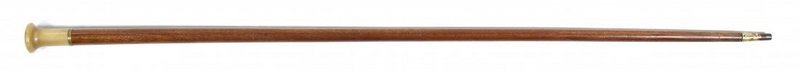 A Compass Inset Horn and Mahogany Cane/Walking Stick,