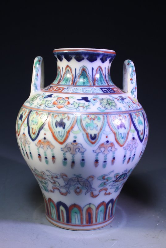 Chinese Ducai Enameled Porcelain Vase,