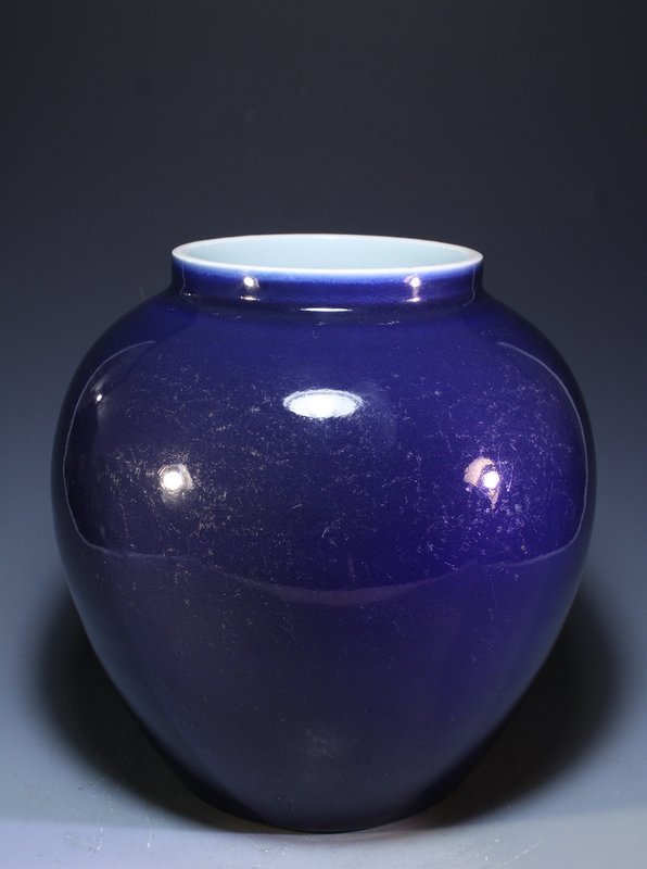 Antique Chinese Blue Monochromatic Porcelain Vase,