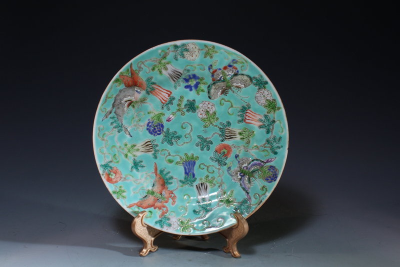 Pair of Chinese Enameled Porcelain Plates,