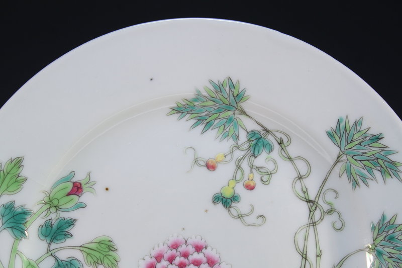 Chinese Antique Famille Rose Porcelain Plate,