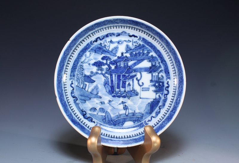 Pair of Chinese Blue &amp; White Porcelain Plates,