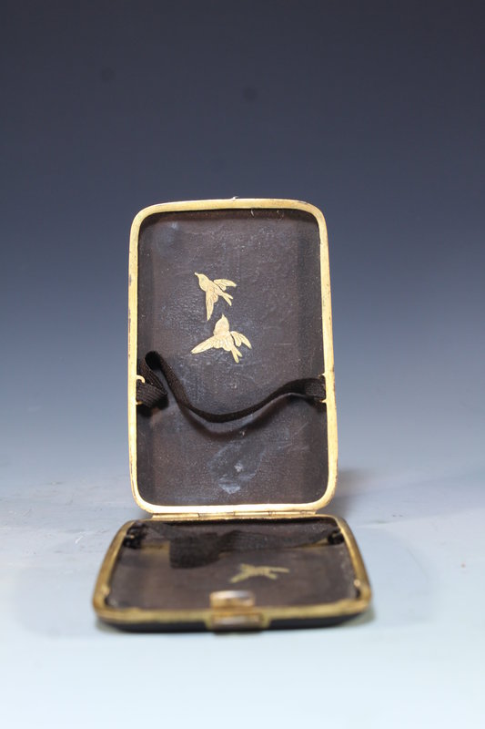 Antique Japanese Engraved Damascene Cigarette Case,