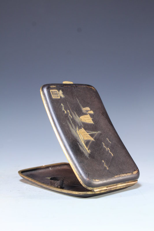 Antique Japanese Engraved Damascene Cigarette Case,