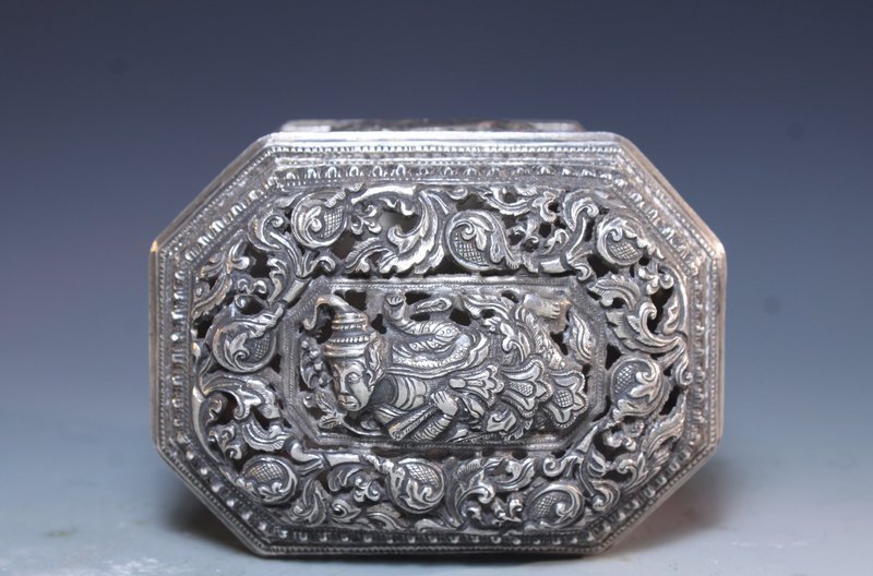 Antique Burmese Silver Box,