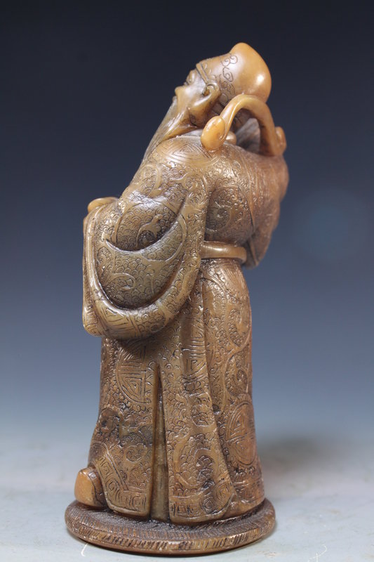 Chinese Shou-Shan Stone Carving Figure, Scholar