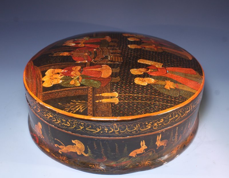 Fine Large Persian Quajar Lacquered Box,