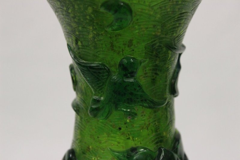 Chinese Green Peking Glass Bottle Vase.