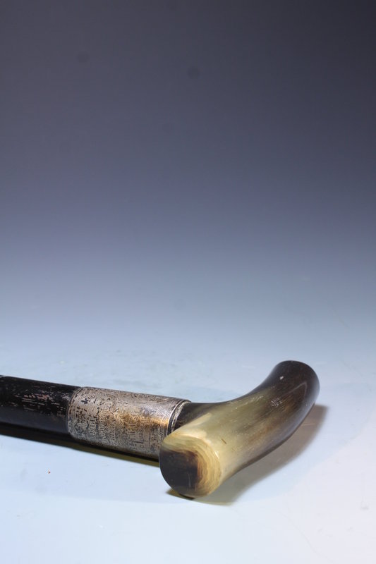 English Silver & Horn Handled Cane, Ca 1911.