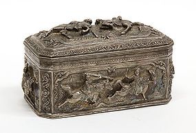 Superb Burmese Repousse Silver Box.