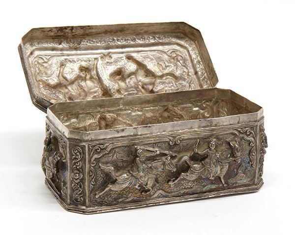Superb Burmese Repousse Silver Box.